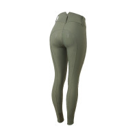Pantaloni da equitazione Horze Indira a vita alta con fondello integrale da donna Scarabeo verde kaki