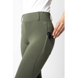Leggings da equitazione con grip integrale Horze Dea, donna Verde scarabeo