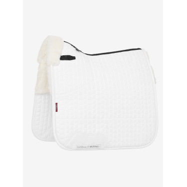 Sottosella ammortizzante LeMieux Merino+ foderato in pelle scamosciata per dressage Bianco / bianco