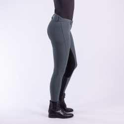Pantaloni da equitazione Easy Rider Queen Diamond con fondo in pelle Castoro scuro Grigio Pantaloni da equitazione Easy Rider Queen Diamond con fondo in pelle Castoro scuro Grigio