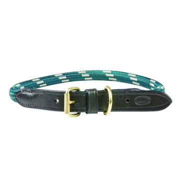 Collare per cane Weatherbeeta in cuoio e corda Verde cacciatore / marrone