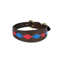 Collare per cane Weatherbeeta in cuoio Polo Lurcher Marrone beaufort / rosa / blu