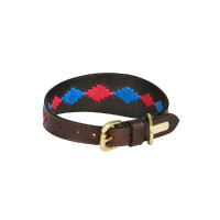 Collare per cane Weatherbeeta in cuoio Polo Lurcher Marrone beaufort / rosa / blu Collare per cane Weatherbeeta in cuoio Polo Lurcher Marrone beaufort / rosa / blu