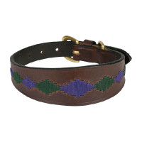 Collare per cane Weatherbeeta in cuoio Polo Lurcher Marrone beaufort / rosa / blu petrolio