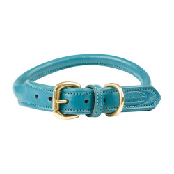 Collare per cane Weatherbeeta in cuoio rotondo Blu petrolio