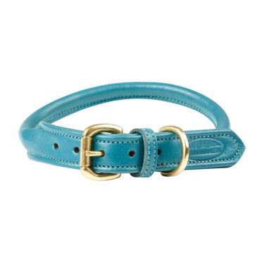 Collare per cane Weatherbeeta in cuoio rotondo Blu petrolio