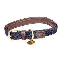 Collare per cane Weatherbeeta in cuoio intrecciato Marrone / blu navy