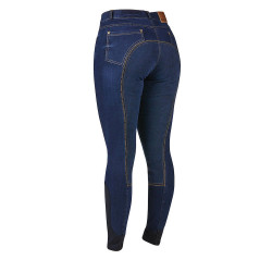 Pantaloni da equitazione da donna Dublin Shona con fondo integrale in suede Blu denim / blu navy Blu marino Pantaloni da equitazione da donna Dublin Shona con fondo integrale in suede Blu denim / blu navy Blu marino