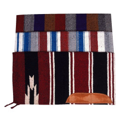 Tappeto Navajo in cotone tessuto e cuoio
