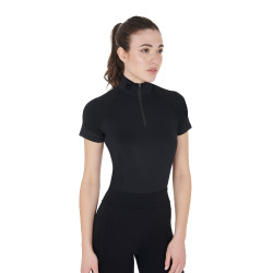 Strato base aderente a maniche corte da donna in tessuto tecnico Equestro