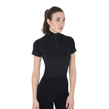 Strato base aderente a maniche corte da donna in tessuto tecnico Equestro