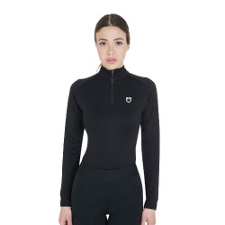 Strato base aderente a maniche lunghe da donna in tessuto tecnico Equestro Strato base aderente a maniche lunghe da donna in tessuto tecnico Equestro