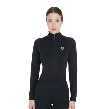 Strato base aderente a maniche lunghe da donna in tessuto tecnico Equestro Strato base aderente a maniche lunghe da donna in tessuto tecnico Equestro