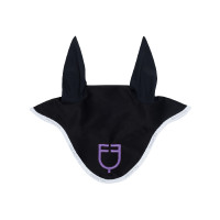 Cuffia anti-mosche in tessuto tecnico con logo multicolore Equestro Nero / bianco / viola Cuffia anti-mosche in tessuto tecnico con logo multicolore Equestro Nero / bianco / viola