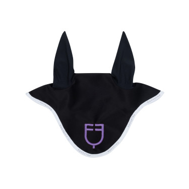 Cuffia anti-mosche in tessuto tecnico con logo multicolore Equestro Nero / bianco / viola