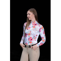 T-shirt tecnico HKM Flower a maniche lunghe Bianco / rosa acceso Motivi T-shirt tecnico HKM Flower a maniche lunghe Bianco / rosa acceso Motivi
