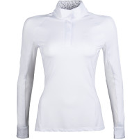Polo da concorso HKM Hunter a maniche lunghe Bianco / talpa Polo da concorso HKM Hunter a maniche lunghe Bianco / talpa