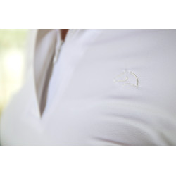 Polo da concorso HKM Hunter a maniche lunghe Bianco / talpa