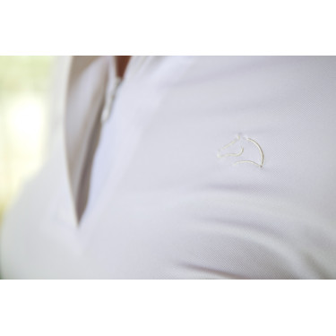 Polo da concorso HKM Hunter a maniche lunghe Bianco / talpa