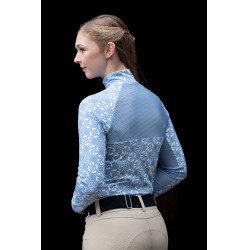 Maglietta funzionale Minimal a maniche lunghe HKM Blu fumo / bianco Maglietta funzionale Minimal a maniche lunghe HKM Blu fumo / bianco