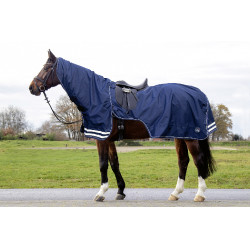 Coperta con copricollo rimovibile HKM Blu scuro Coperta con copricollo rimovibile HKM Blu scuro