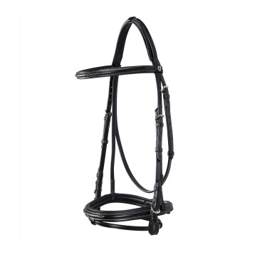 Briglia inglese in cuoio con ricami Deco Equestro