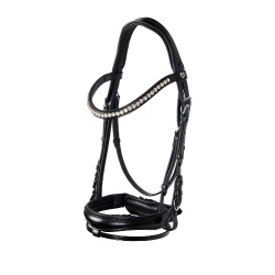 Briglia inglese in cuoio con paillettes senza redini Equestro Nero