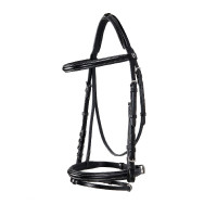 Briglia inglese in cuoio con impunture a contrasto Stitched Equestro Nero