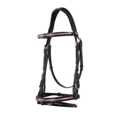 Briglia inglese in cuoio clincher color oro rosa senza redini Equestro Briglia inglese in cuoio clincher color oro rosa senza redini Equestro