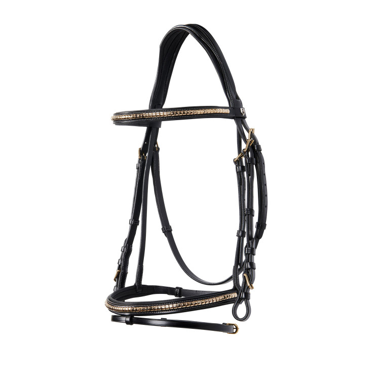 Briglia inglese in cuoio clincher senza redini Equestro