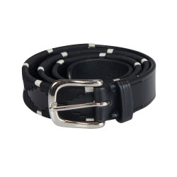Cintura in pelle con ricamo nero e bianco Equestro