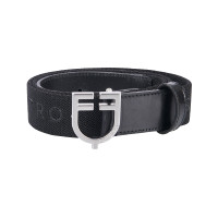 Cintura in pelle con elastico e scritta Equestro Nero / argento Cintura in pelle con elastico e scritta Equestro Nero / argento