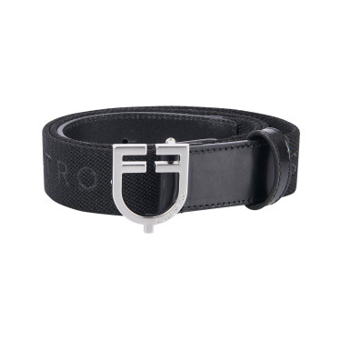 Cintura in pelle con elastico e scritta Equestro