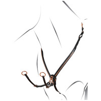 Pettorale con clincher e forchetta in cuoio oro rosa Equestro Nero