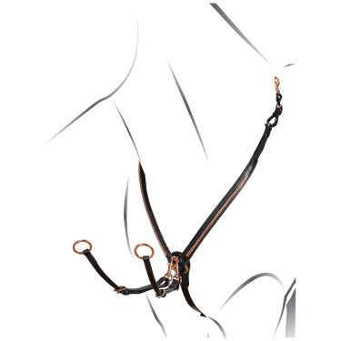 Pettorale con clincher e forchetta in cuoio oro rosa Equestro Nero