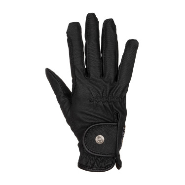 Guanti unisex in pelle sintetica morbida con chiusura in velcro Equestro Nero Guanti unisex in pelle sintetica morbida con chiusura in velcro Equestro Nero