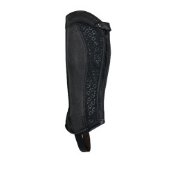 Mini-chaps unisex in pelle con fascia elastica e loghi Vespucci Equestro