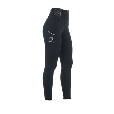 Leggings aderenti da donna con strass Equestro Nero