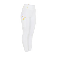 Legging fille cintré avec grip et logo Equestro Blanc / blanc Legging fille cintré avec grip et logo Equestro Blanc / blanc