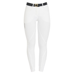 Pantaloni da donna con grip al ginocchio in tessuto tecnico Clio Equestro Bianco