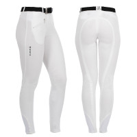 Pantaloni da donna Selene con grip al ginocchio in cotone stretch Equestro Bianco