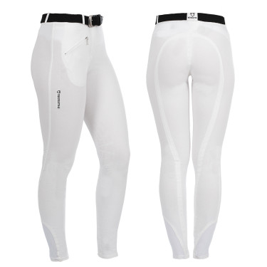 Pantaloni da donna Selene con grip al ginocchio in cotone stretch Equestro Bianco