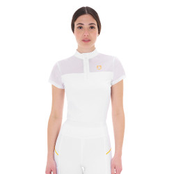 Polo con inserti in mesh da donna Equestro Bianco