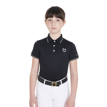 Polo da allenamento tecnico per bambini in tessuto antibatterico Equestro Nero