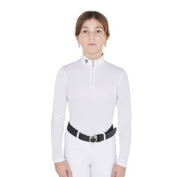 Polo da concorso da ragazza anti-UV aderente a maniche lunghe con zip Anahid Equestro