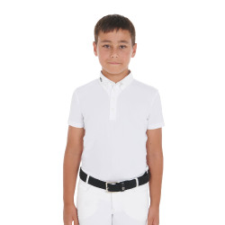 Polo da concorso ragazzo aderente maniche corte 4 bottoni Arsen Equestro