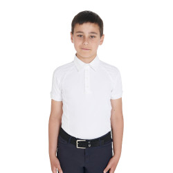 Polo da concorso bambino aderente maniche corte 4 bottoni Equestro