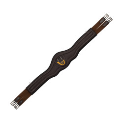 Cinghia anatomica in pelle con neoprene goffrato e imbottito Equestro Marrone scuro