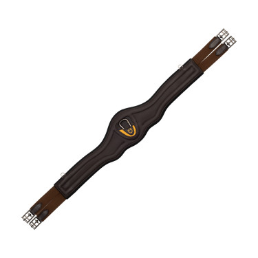 Cinghia anatomica in pelle con neoprene goffrato e imbottito Equestro Marrone scuro