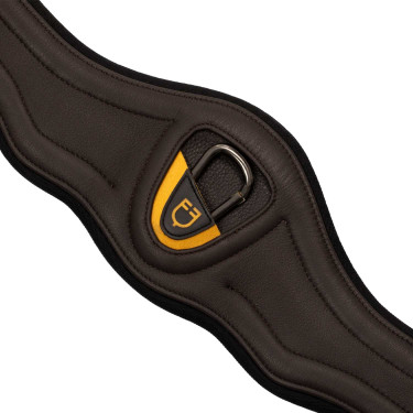 Cinghia anatomica in pelle con neoprene goffrato e imbottito Equestro Marrone scuro